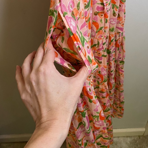 Banjanan Peach, Pink and Green Norma Midi Dress Size XS - Picture 7 of 15